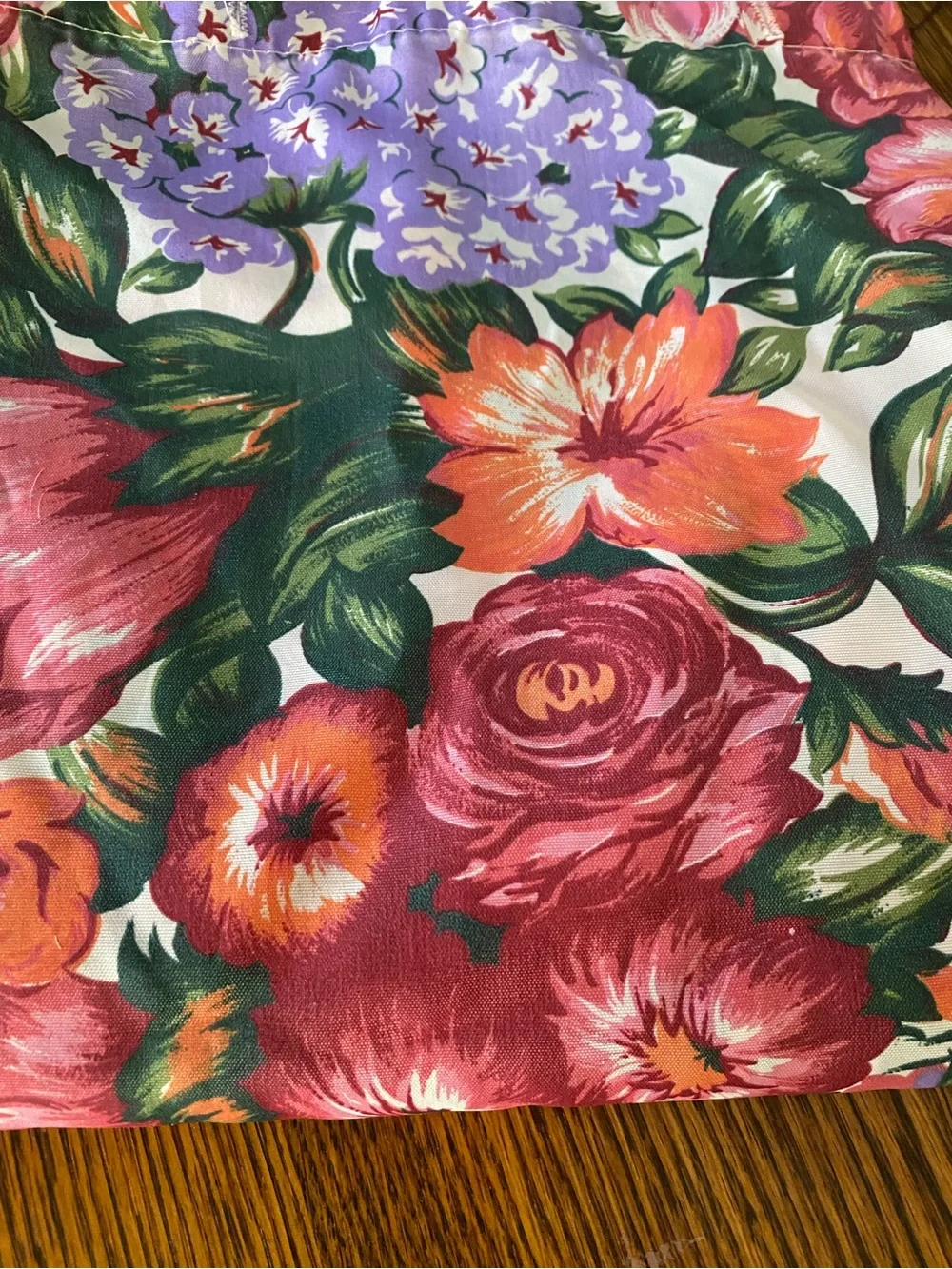 Vintage 1990s Colorful Floral Rose Shower Curtain Pink Purple Made In USA